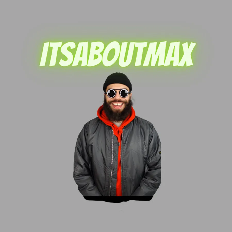 Grafik einer gezeichneten Figur mit Sonnenbrille und dem Schriftzug Itsaboutmax