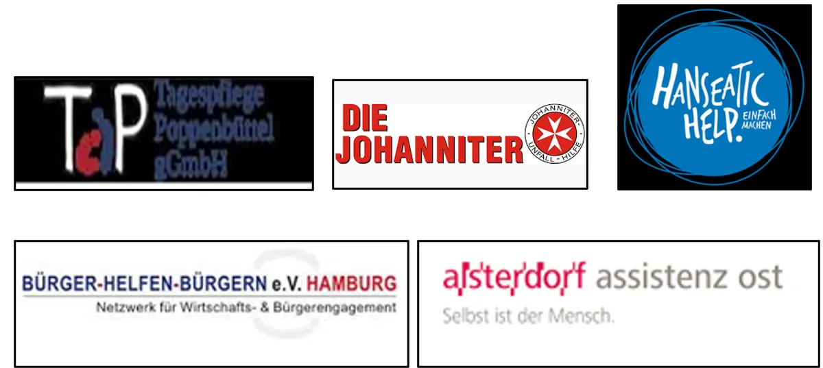Logos von Praktikumsbetrieben aus dem sozialen Bereich